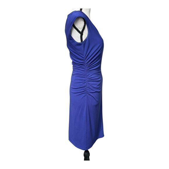Boston Proper Cobalt Blue Ruched Sheath Dress | Size 2 | Stretch Jersey Lined - Picture 2 of 6